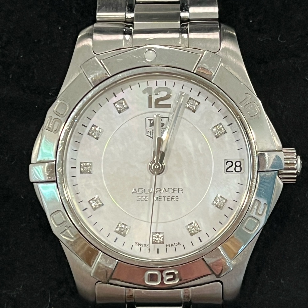 AUTHENTIC TAG HEUER SS Aquaracer Mother of Pearl Diamond Dial 32MM Watch - Picture 9 of 16